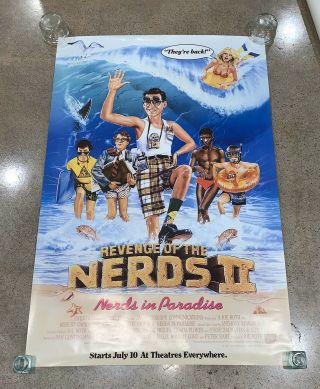 Vtg 80s Revenge Of The Nerds 2 Rolled 27x41 Movie Poster Ii 1987