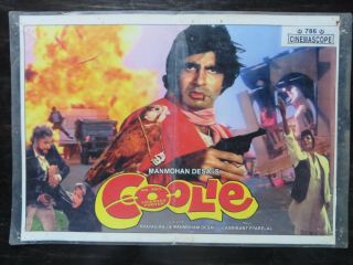 Lobby Card Bollywood Drama,  Action,  Comedy Movie Coolie (1983) Amitabh Bachchan