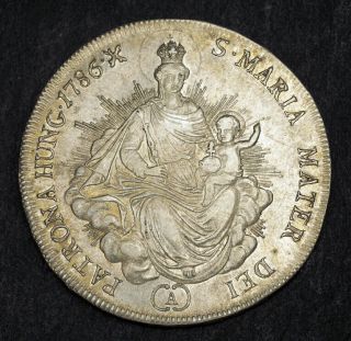 1786,  Hungary,  Joseph Ii.  Silver ½ " Madonna " Thaler Coin.  Vienna
