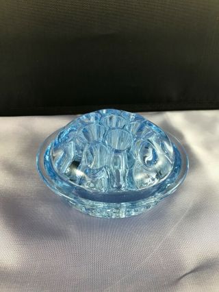 Vintage Cambridge Ice Blue Depression Glass 3 1/2 " Round Flower Frog - 13 Hole