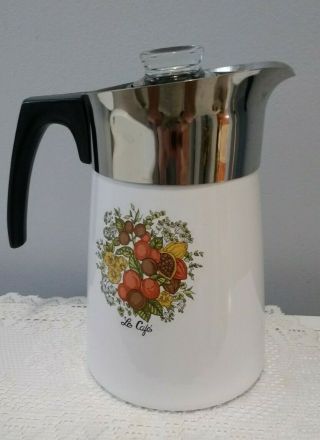 Vintage Corning Ware Percolator 6 Cup Coffee Pot P - 146 Le Cafe Spice Of Life