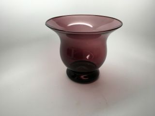 Vtg Hand Blown Amethyst Purple Art Glass Bulbous Footed Vase -