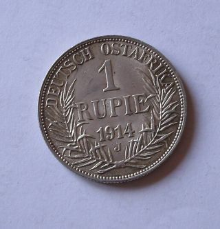 Silver Coin German East Africa 1 Rupie Rupee 1914j Kaiser