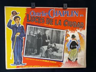 1931 City Lights Charlie Chaplin Mexican Lobby Card 16 " X12 "