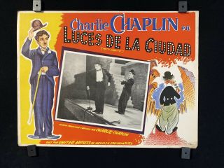 1931 - City Lights - Charlie Chaplin - Mexican Lobby Card 16 " X12 "