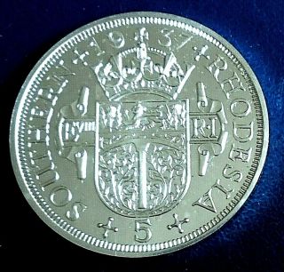 Southern Rhodesia: Edward Viii Retro 1937 Crown, .  925 Silver Proof - Top Grade
