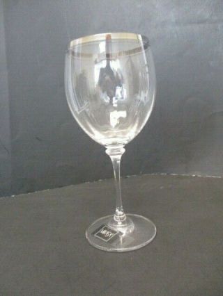 2 Mikasa Stephanie Platin Crystal Wine Glasses With Silver Brim 2