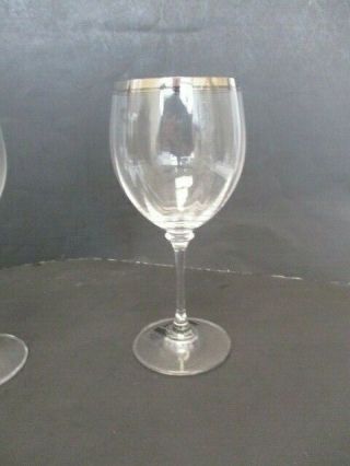 2 Mikasa Stephanie Platin Crystal Wine Glasses With Silver Brim 3