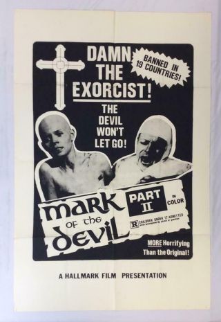 Mark Of The Devil Part Ii 1973 Vintage One - Sheet Horror Movie Poster