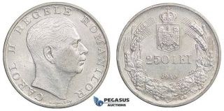 E78,  Romania,  Carol Ii,  250 Lei 1940,  Silver,  (cleaned)