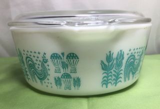 VTG Pyrex Amish Butterprint 472 Turquoise 1 1/2 Pt.  Casserole Dish with Lid 2