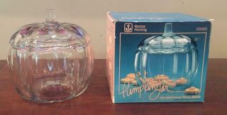 Vintage Anchor Hocking Glass Pumpkin Jar & Lid 70 Oz Cookie Jar 3309g