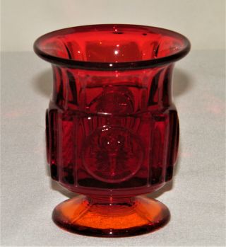 Vintage Retired Fostoria Ruby (red) Coin Glass Footed Cigarette Urn 1969 - 81 Ex