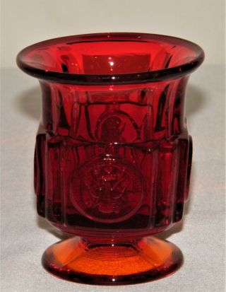 Vintage Retired Fostoria RUBY (Red) COIN GLASS FOOTED CIGARETTE URN 1969 - 81 EX 3