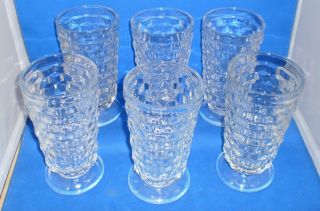 Vintage Set of 6 Whitehall Colony (Indiana Glass) Footed Ice Tea Clear Glasses 2