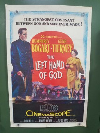 1955 Left Hand Of God One Sheet Poster 27x41 Humphrey Bogart Religious Drama