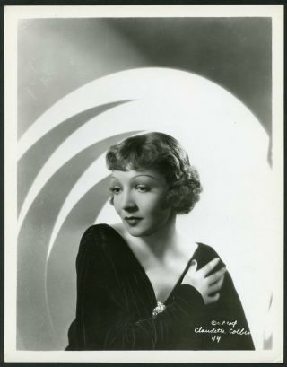 Claudette Colbert In Stylish Portrait Vintage 1930s Photo
