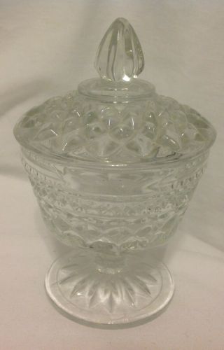Anchor Hocking Wexford Glass Sugar Bowl With Lid Vintage Criss - Cross Diamond Ec