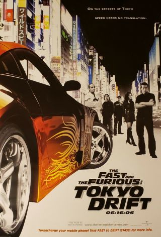 Tokyo Drift Movie Poster 2 Sided Double 27x40 Fast And The Furious 3