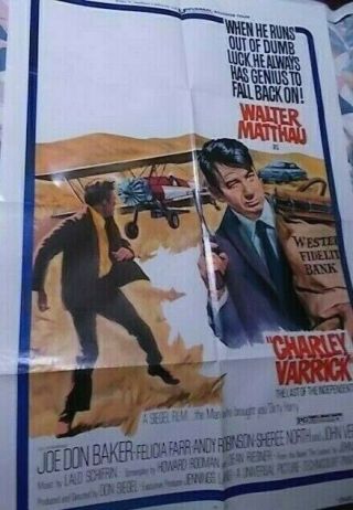 Charley Varrick Movie Poster One Sheet 1973 Walter Matthau Joe Don Baker 41 X 27