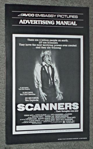 Scanners 1981 Movie Pressbook David Cronenberg/patrick Mcgoohan