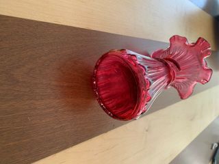 Vintage 1982 Fenton Country Cranberry Glass 8 Inch Tall Wheat Vase 3