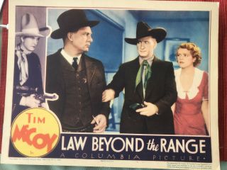 Law Beyond The Range 1935 Columbia 11x14 " Lobby Card Tim Mccoy Billie Seward