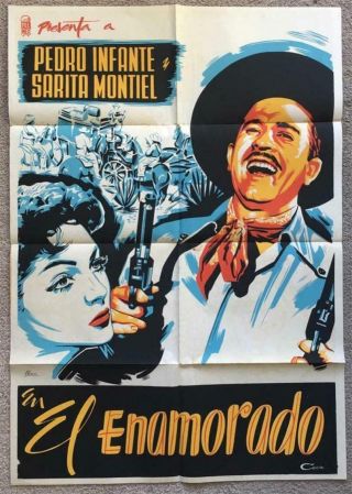 Art Of Pedro Infante With Gun Sarita Montiel El Enamorado Mex Movie Poster 93