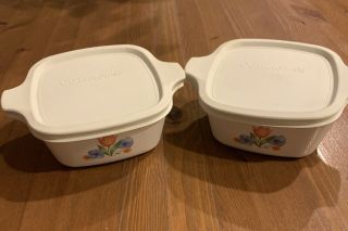 Vintage Set Of Two - Corning Ware P - 43 - B - Petite Casserole Dish With P - 43 - C Lid