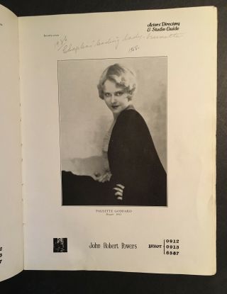 1927 Movie Casting Directory Mary Astor John Barrymore Paulette Goddard
