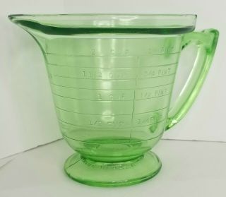 T&s Handimaid Green Depression Glass 1 Quart Measuring Cup