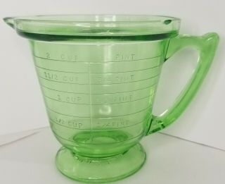 T&S HANDIMAID Green Depression Glass 1 Quart Measuring Cup 2