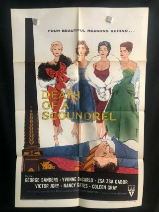 Death Of A Scoundrel 1956 One Sheet Movie Poster Yvonne Decarlo Zsa Zsa Gabor