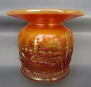 Fenton Acga Peach Opalescent Carnival Glass Seacoast Spittoon Souvenir 6355