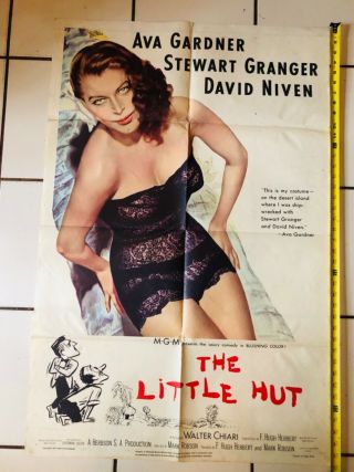 The Little Hut Folded 1 Sheet Movie Poster Ava Gardner 1957 - 27”x 41”