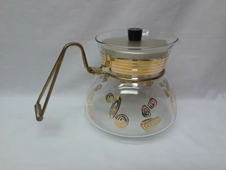 Vintage Mcm Retro Jetomatic Glass Coffee Pot Carafe Atomic Gold Swirls