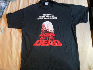 Vintage Dawn of the Dead Zombie George Romero Horror Movie Promo Shirt XL 2