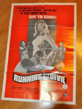 Running With The Devil One Sheet Poster Exploitation Donna Stanley Biker X Rated