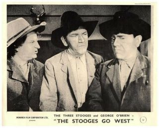 The Three Stooges Go West Lobby Card Larry Shemp Moe Gold Raiders 1951