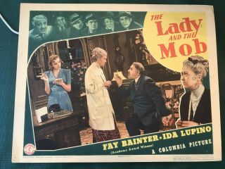 The Lady And The Mob 1938 United Artists 11x14 " Crime Lobby Card Ida Lupino