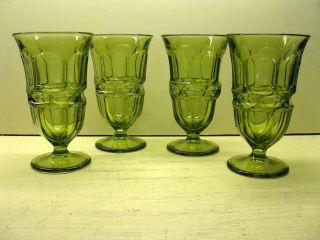 Vintage Fostoria Argus Green Ice Tea Goblets Set Of 4