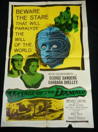 Village Of The Damned 1960 George Sanders Great Sci - Fi Horror One Sheet