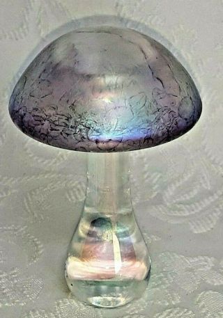 Amethyst Heron Glass Mushroom - Etched On Base - Hand Crafted - Gift Box