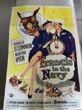 Vintage Movie Poster Francis In The Navy Horse 1955 Funny War Retro Art