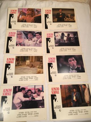 Scarface Lobby Card Set Of 8 - Al Pacino 1983 Universal Studios 11x8