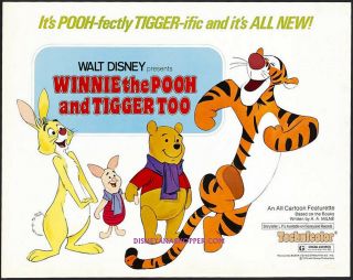 Winnie The Pooh And Tigger Too Movie Poster 22x28 Half Sheet 1974