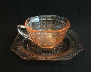 Myfair Open Rose By Anchor Hocking Cup & Saucer With Cup Ring