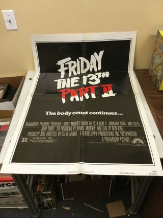 Giant Friday The 13th Part Ii 2 Movie Poster 27” X 40” Jason Voorhees
