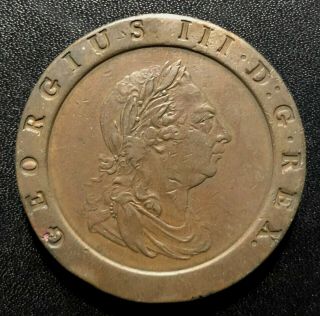 Great Britain 1797 2 Pence Large Copper Coin: George Iii