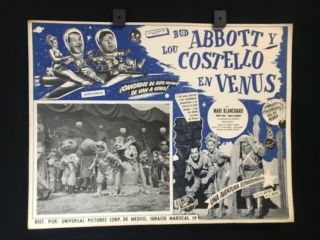 1953 Bud Abbott And Lou Costello Go To Mars Mexican Lobby Card16 " X12 "